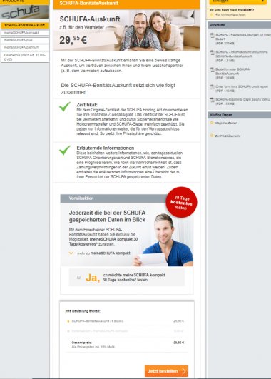 Schufa Bonitätsauskunft